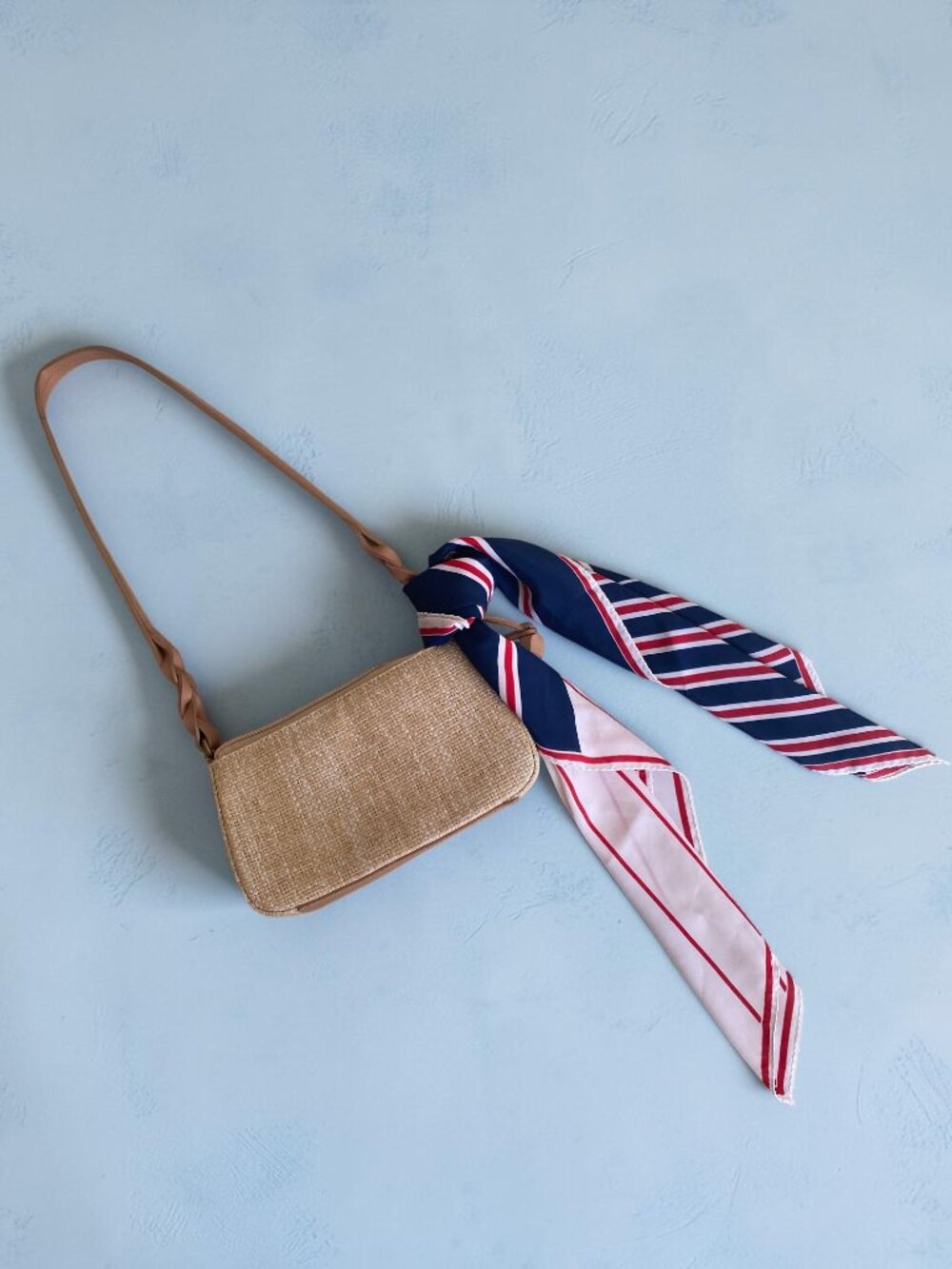 Vintage Vera Geometric Stripe Scarf Red White Blue Nautical Coastal Scarf